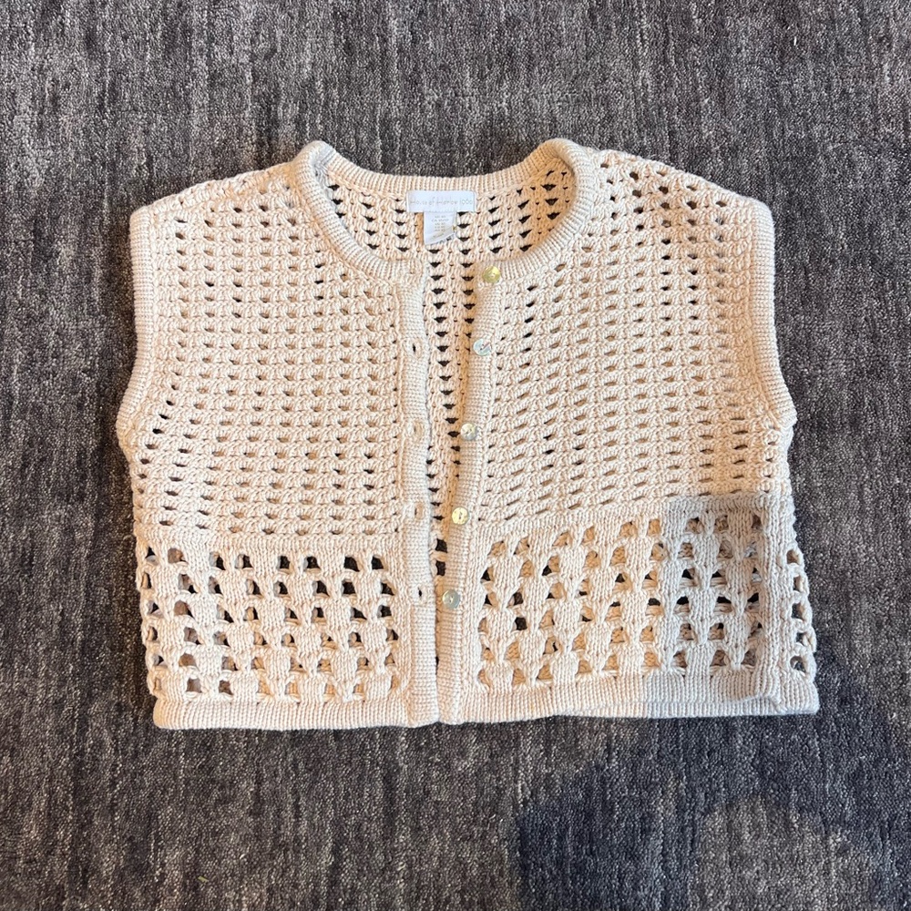 House of Harlow 1960 Cream Crochet Knit Vest